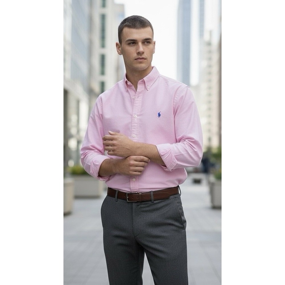LAUREN Ralph Lauren Pink "Slim‎ Fit" Long Sleeve Dress Shirt Men's Size XL